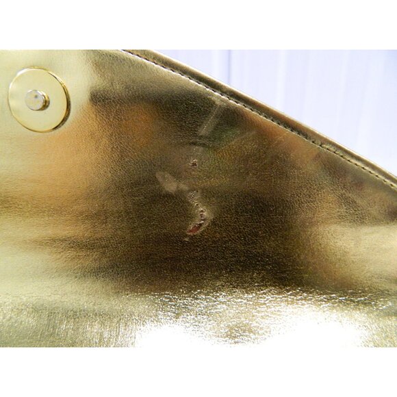 Vtg Costablanca Black Suede Envelope Clutch Gold Chain Strap Tiger Stripe Button - Picture 10 of 14